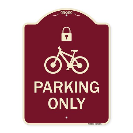 Signmission Parking With Cycle and Lock Symbol Heavy-Gauge Aluminum Architectural Sign, 24" x 18", BU-1824-23410 A-DES-BU-1824-23410